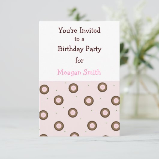 Roze en bruine cirkels uitnodiging van afgelopen d (Staand voorkant)
