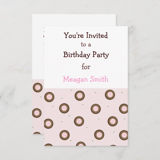 Roze en bruine cirkels uitnodiging van afgelopen d (Voorkant / Achterkant)
