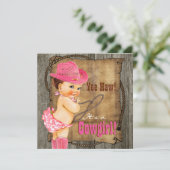 Roze en bruine Cowgirl Baby shower Kaart (Staand voorkant)
