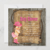 Roze en bruine Cowgirl Baby shower Kaart (Achterkant)