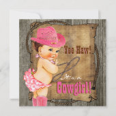 Roze en bruine Cowgirl Baby shower Kaart (Voorkant)