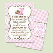 Roze en Bruine Cowgirl Baby shower Uitnodiging