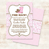 Roze en Bruine Cowgirl Baby shower Uitnodiging