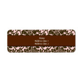 Roze en bruine Damask Adresetiketten Etiket (Voorkant)