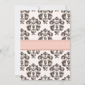 Roze en bruine Damask Baby Shower-uitnodigingen Kaart (Achterkant)