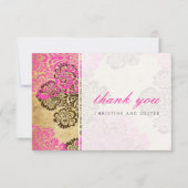 roze en bruine Damask - Hartelijk dank Bedankkaart (Voorkant)