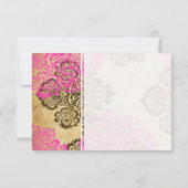  roze en bruine Damask - Hartelijk dank Bedankkaart (Achterkant)