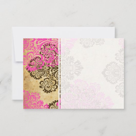 roze en bruine Damask - Hartelijk dank Bedankkaart (Achterkant)