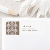 Roze en Bruine Damast Terugkeeradreslabel Etiket (Insitu)