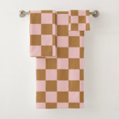 Roze en bruine dammen bad handdoek (Insitu)