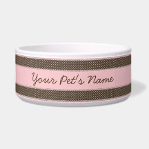 Roze en Bruine Dot Pet Bowl