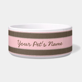 Roze en Bruine Dot Pet Bowl Voerbakje