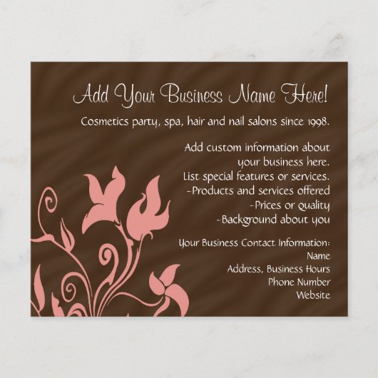 Roze en bruine draai make-up artiest of salon flyer (Voorkant)