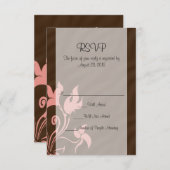 Roze en bruine draai make-up artiest of salon RSVP kaartje (Voorkant / Achterkant)