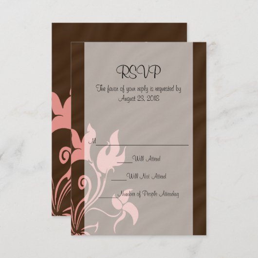 Roze en bruine draai make-up artiest of salon RSVP kaartje (Voorkant / Achterkant)