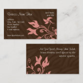 Roze en bruine draai make-up artiest of salon visitekaartje (Voorkant / Achterkant)