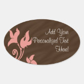 Roze en bruine draf ovale sticker (Voorkant)