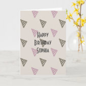 Roze en bruine driehoeken kaart (Gele Bloem)