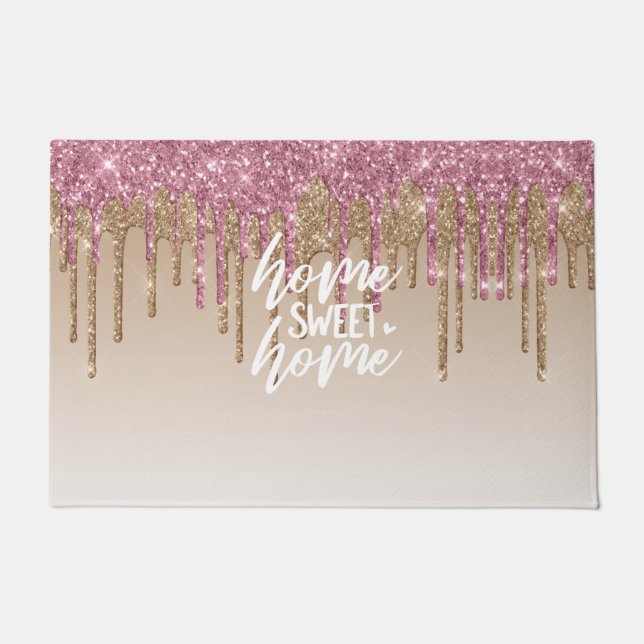 Roze en bruine druppelaar | Home Sweet Home Deurmat (Voorkant)