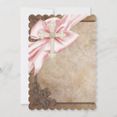 Roze en Bruine Dwars Eerste Heilige Communie Kaart (Achterkant)