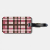 Roze en bruine geruite lichte distress bagagelabel (Achterkant horizontaal)