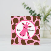 Roze en bruine Giraffe Baby shower Kaart (Staand voorkant)