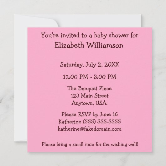 Roze en bruine Giraffe Baby shower Kaart (Achterkant)