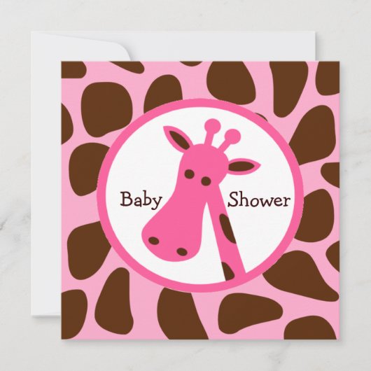 Roze en bruine Giraffe Baby shower Kaart (Voorkant)