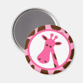 Roze en Bruine Giraffe Vlekken en Giraffe Hoofd Magneet (Voorkant / Achterkant)