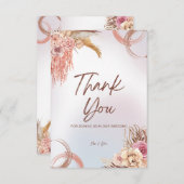 Roze en Bruine Gradiënt Bruiloft Dank u Kaart (Voorkant / Achterkant)