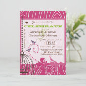 Roze en Bruine Houtkorrel Tortelduifjes Appelgroen Kaart (Staand voorkant)