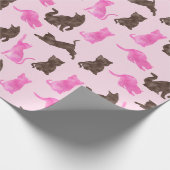 Roze en bruine katten cadeaupapier (Hoek)