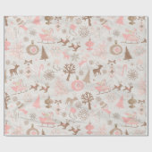 Roze en bruine kerstmis cadeaupapier (Vlak)