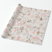 Roze en bruine kerstmis cadeaupapier (Uitgerold)