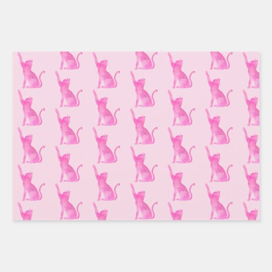 Roze en Bruine Kitty Katten Inpakpapier Vel (Voorkant)
