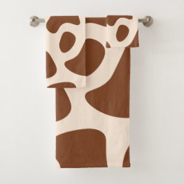 Roze en bruine Koe Print Bad Handdoek