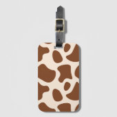 Roze en bruine Koe Print Bagagelabel (Voorkant (verticaal))