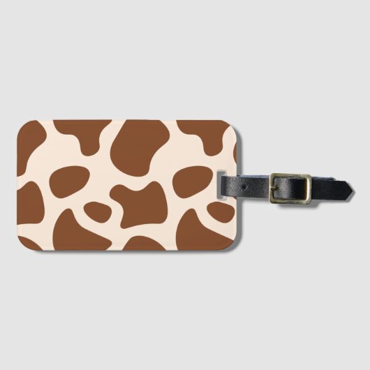 Roze en bruine Koe Print Bagagelabel (Voorkant (horizontaal))