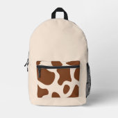Roze en bruine Koe Print Bedrukte Rugzak (Voorkant)