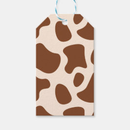 Roze en bruine Koe Print Cadeaulabel
