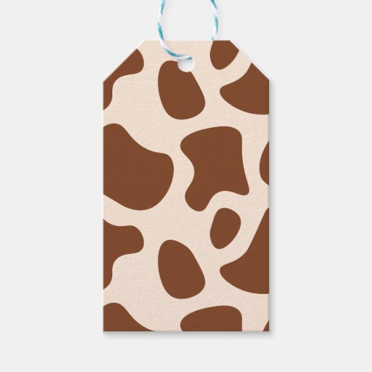 Roze en bruine Koe Print Cadeaulabel (Voorkant)