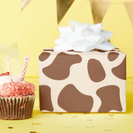 Roze en bruine Koe Print Cadeaupapier