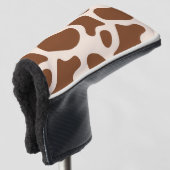 Roze en bruine Koe Print Golfheadcover (3/4 voorkant)