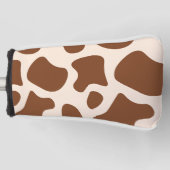 Roze en bruine Koe Print Golfheadcover (Voorkant)