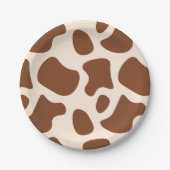 Roze en bruine Koe Print Papieren Bordje (Voorkant)