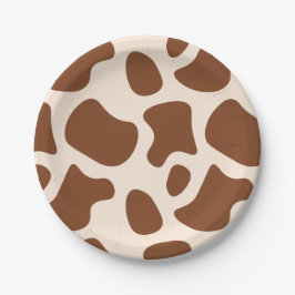 Roze en bruine Koe Print Papieren Bordje