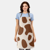 Roze en bruine Koe Print Schort (Gedragen)