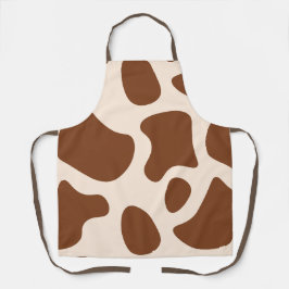 Roze en bruine Koe Print Schort