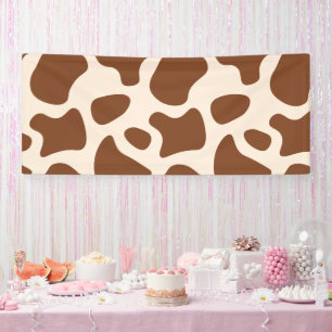 Roze en bruine Koe Print Spandoek