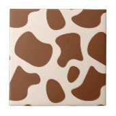 Roze en bruine Koe Print Tegeltje (Voorkant)